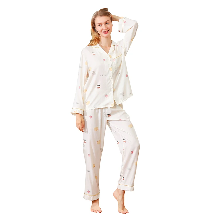 Spring Girls Women Sleepwear Rabbit Printed Leisure Wear 2 Pieces Pajamas Sets