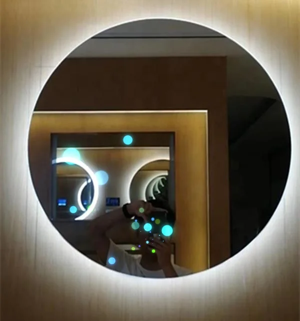 Custom Modern Bathroom Wall Mounted illuminated Smart Led Mirror With Time Display