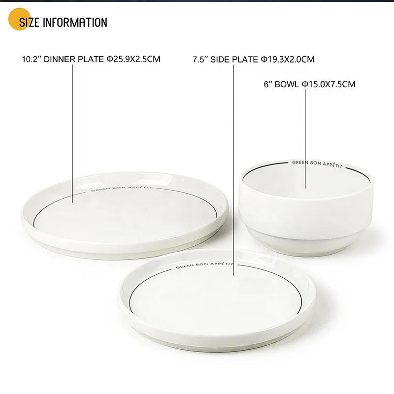 Hot Sale Porcelain Dishes & Plates Sets Germany Fine Porcelain 18pcs Dinner Set with Simple Line Design
