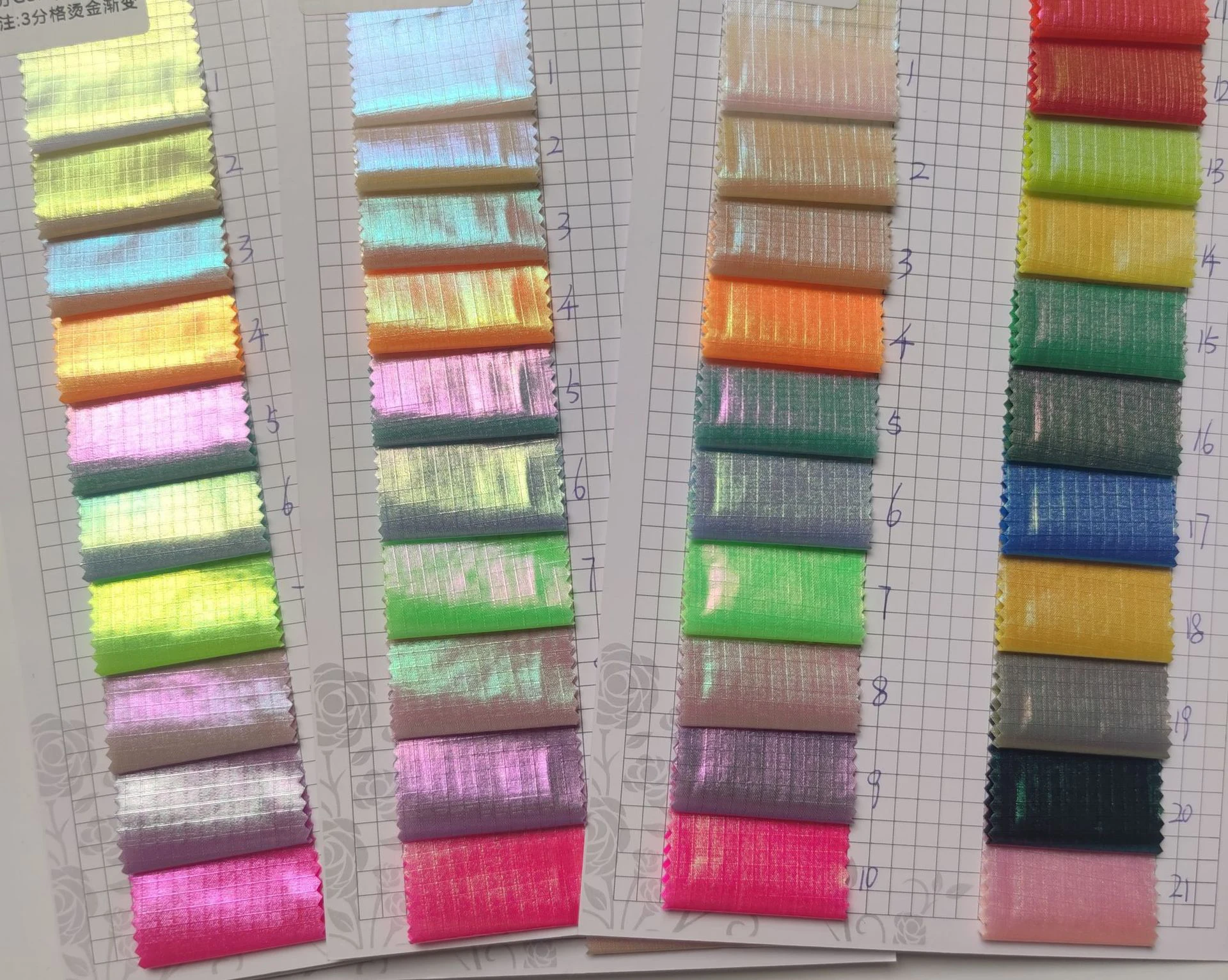 high quality Metallic Foil woven nylon taffeta 3mm ripstop glossy shiny PU waterproof coating glitter fabric for jacket, bags