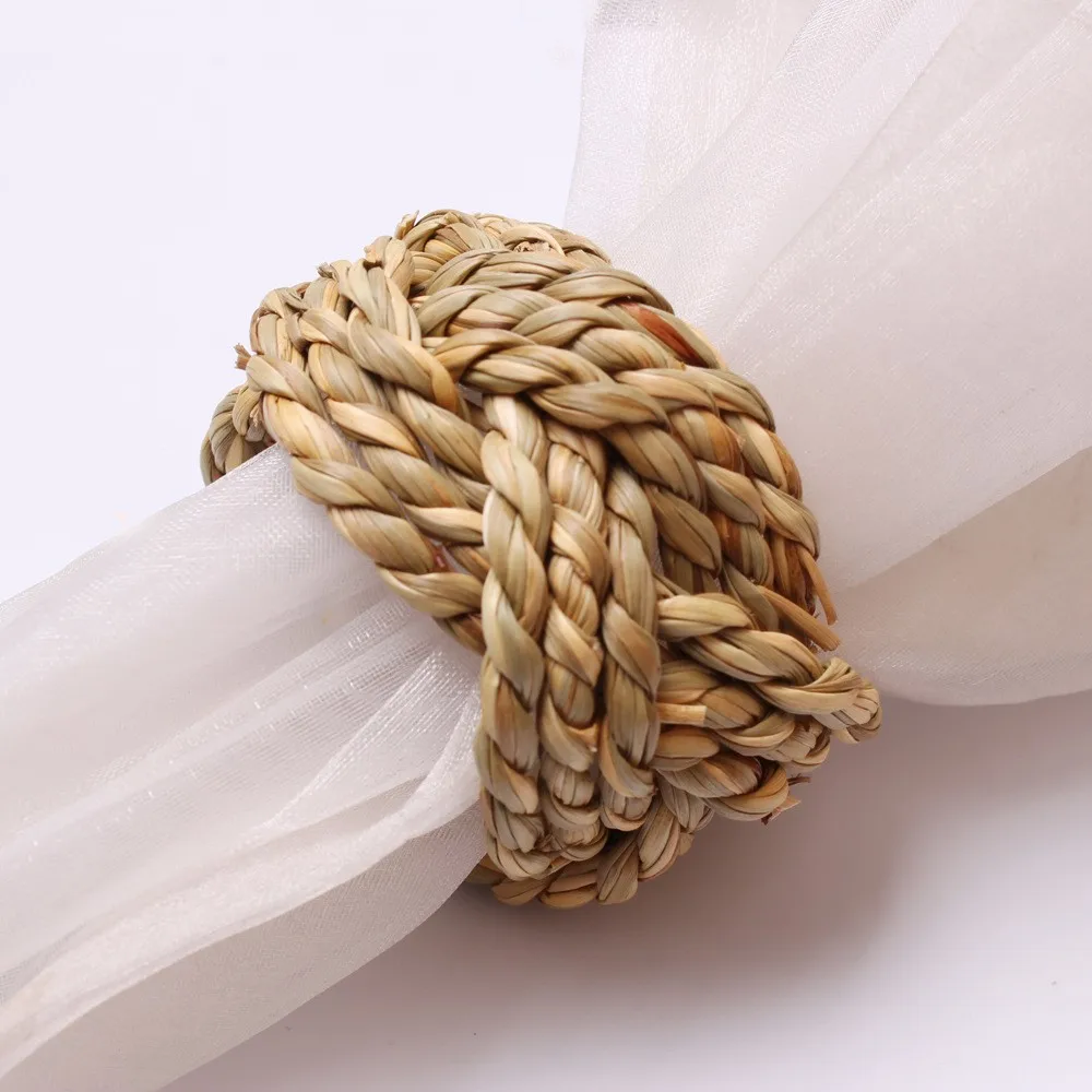 Pastoral style Spot natural corn husk napkin with pushgrass napkin ring hand woven napkin ring