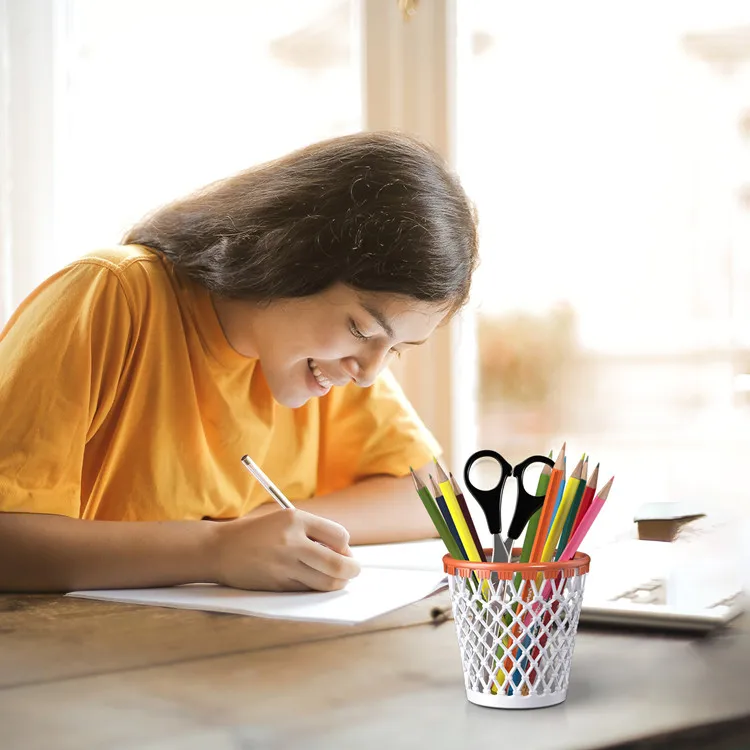 Factory Office Desktop Pen Holder Plastic Desk Organizer Mesh Pencil Holder