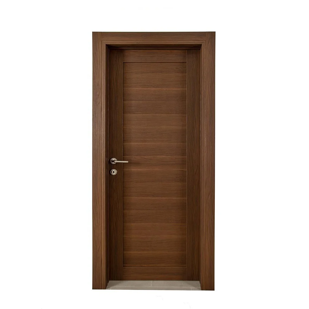 Simple Plain Batten Wood Interior Door Design Plain Veneer Wooden Imported Solid Wood Doors