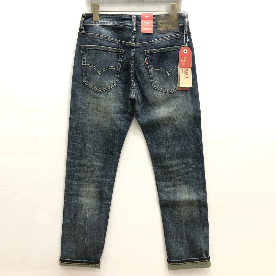 High quality European and American Pencil skinny men jeans washed men 501 slim jeans 511branded custom jeans for men