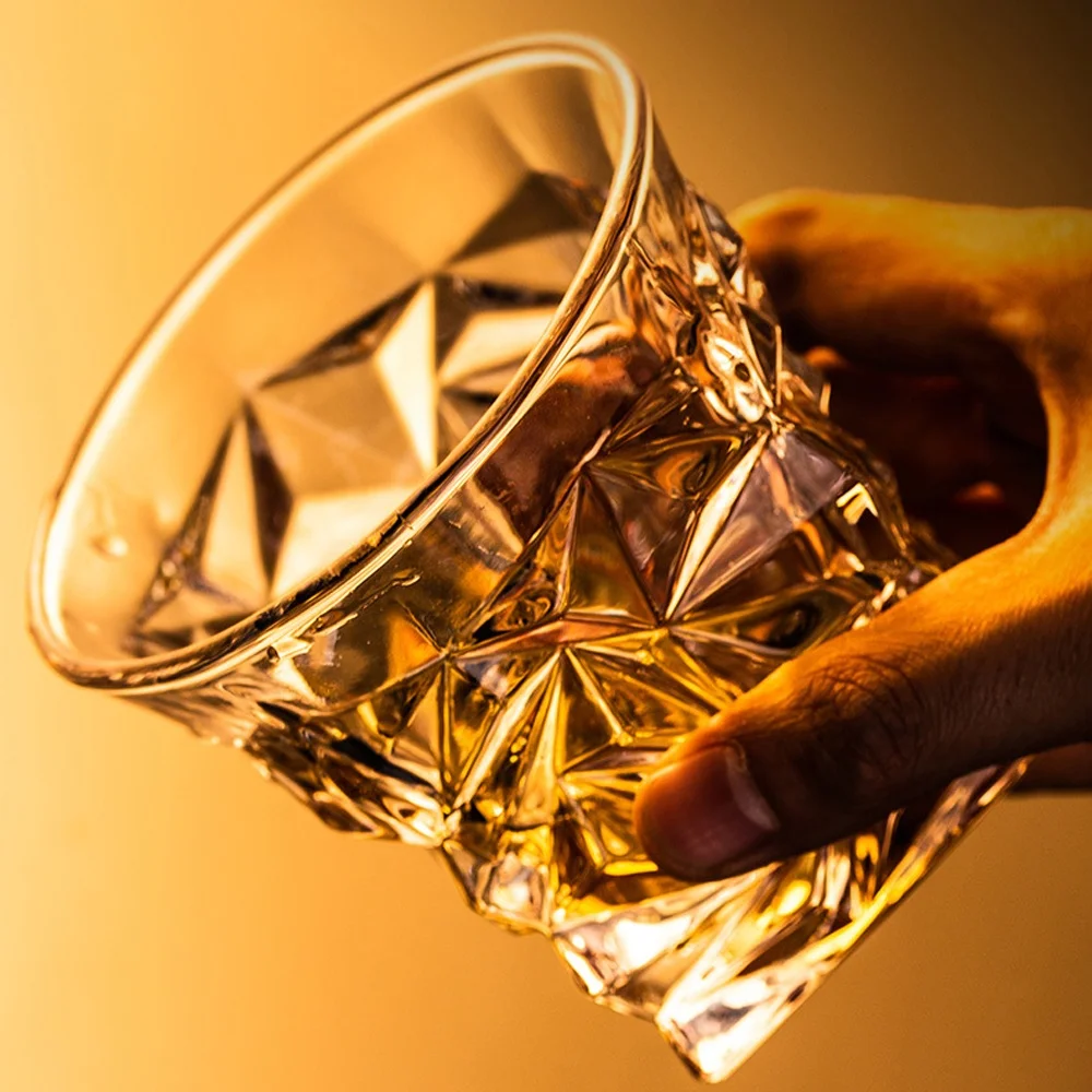 Crystal Old Fashioned Whiskey Glasses Carton Shot Glass Stainless Steel Unique Glass  Vintage Party Custom Gift  Set Glass