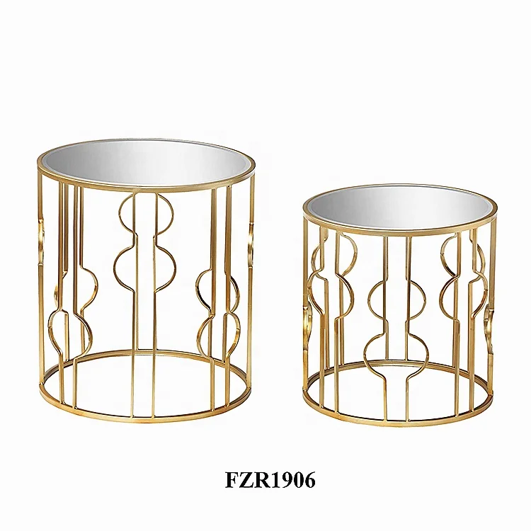 home bedside sofa coffee nightstand modern gold metal side nesting accent end table set