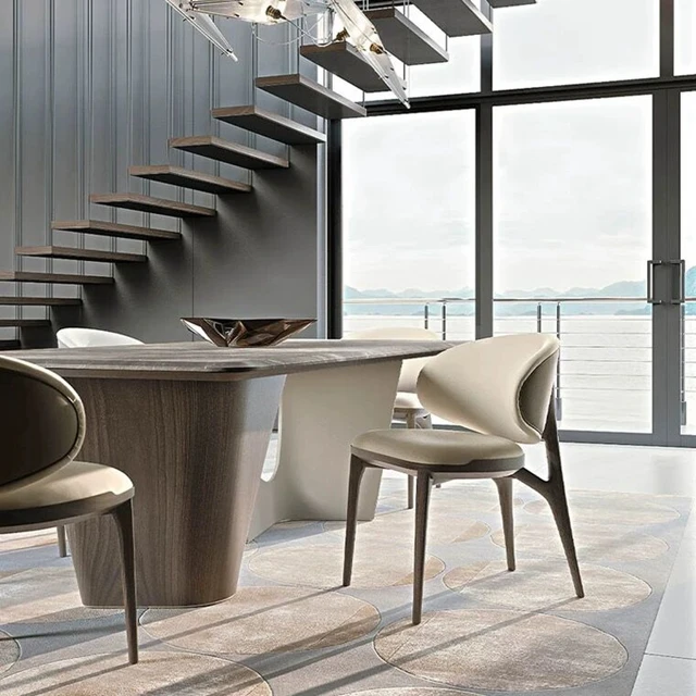 Italian luxury dining table and chair combination modern marble long dining table home chair high-end custom dining table