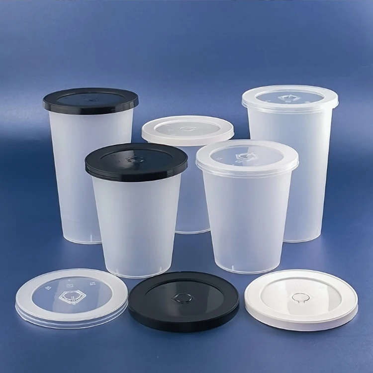 u unique pp plastic cups with flat bottom lids 12oz/16oz/24oz /32oz Disposable Bubble Tea / Milk Tea / Juice Injection Cup