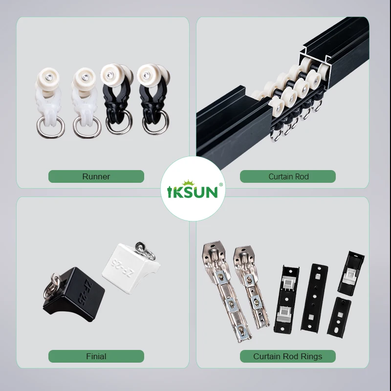 IKSUN New Design Aluminium Alloy Hooks Bracket Double Shower Curtain Rails for Window