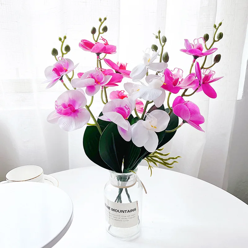 New Style Simulation Leaves Phalaenopsis Mini Orchid Home Decoration Photography Props Ornaments Bonsai Centerpiece Flower