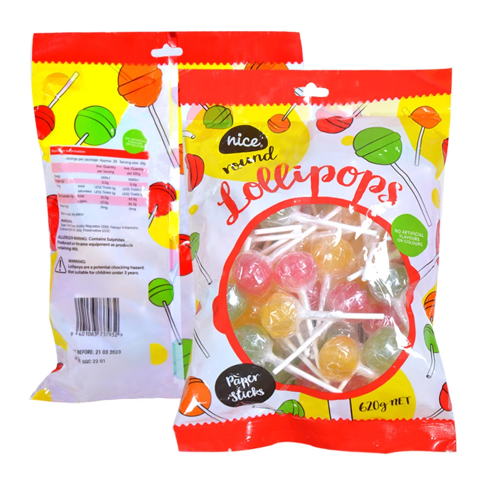 Amos Promotional Food & Candy Customized Novelty Ball Shaped Fruity Hard Lollipops Candy