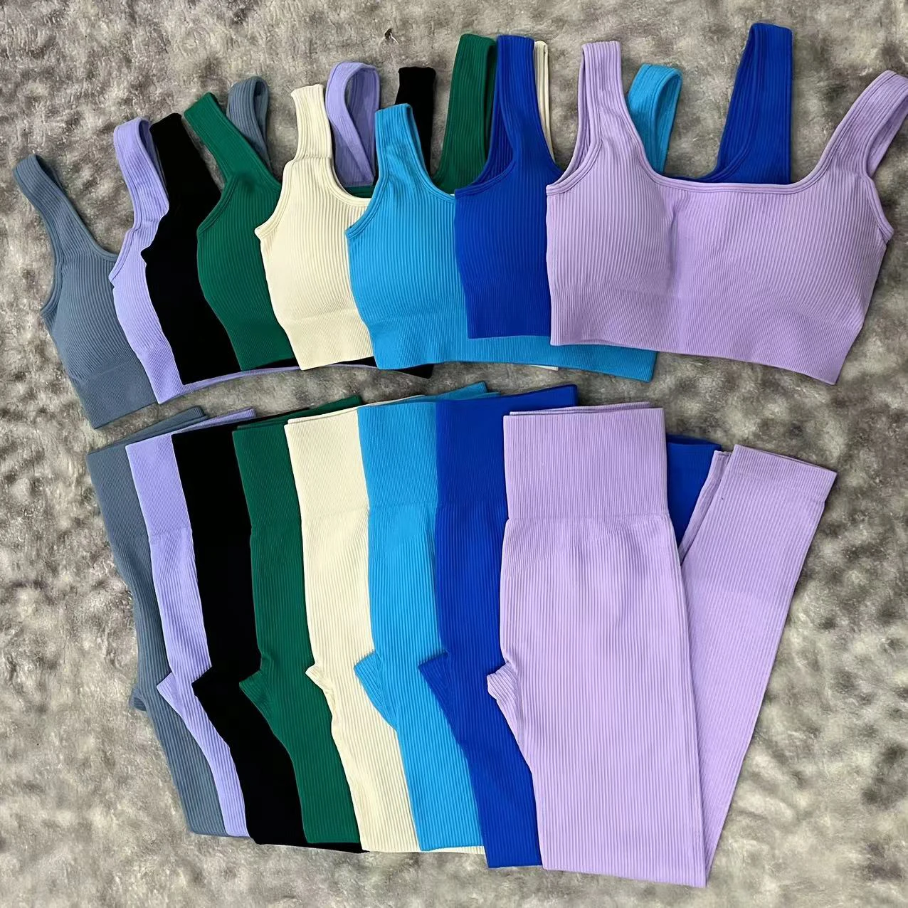 OQQ Exercise Outfits for Women Workout 2 Piece Seamless High Waist Leggings Workout Clothing Women