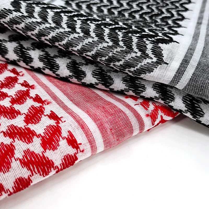 100% Polyester finished product Keffiyeh 55'*55' coif cheap headscarf jacquard kerchief breathable handkerchief Shemagh