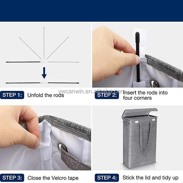 Laundry Hamper with Lid Tall Collapsible Laundry Basket Clothes Hamper Bag Printing Used Clothing Canvas Poly Bag Single Round