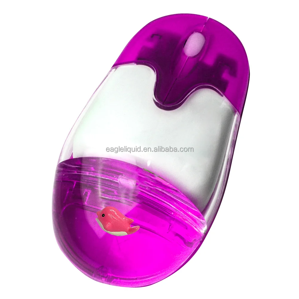 Novelty Liquid Aqua Water Oil Computer Optical Wired or Wireless Liquid Mouse with Dolphin Floating