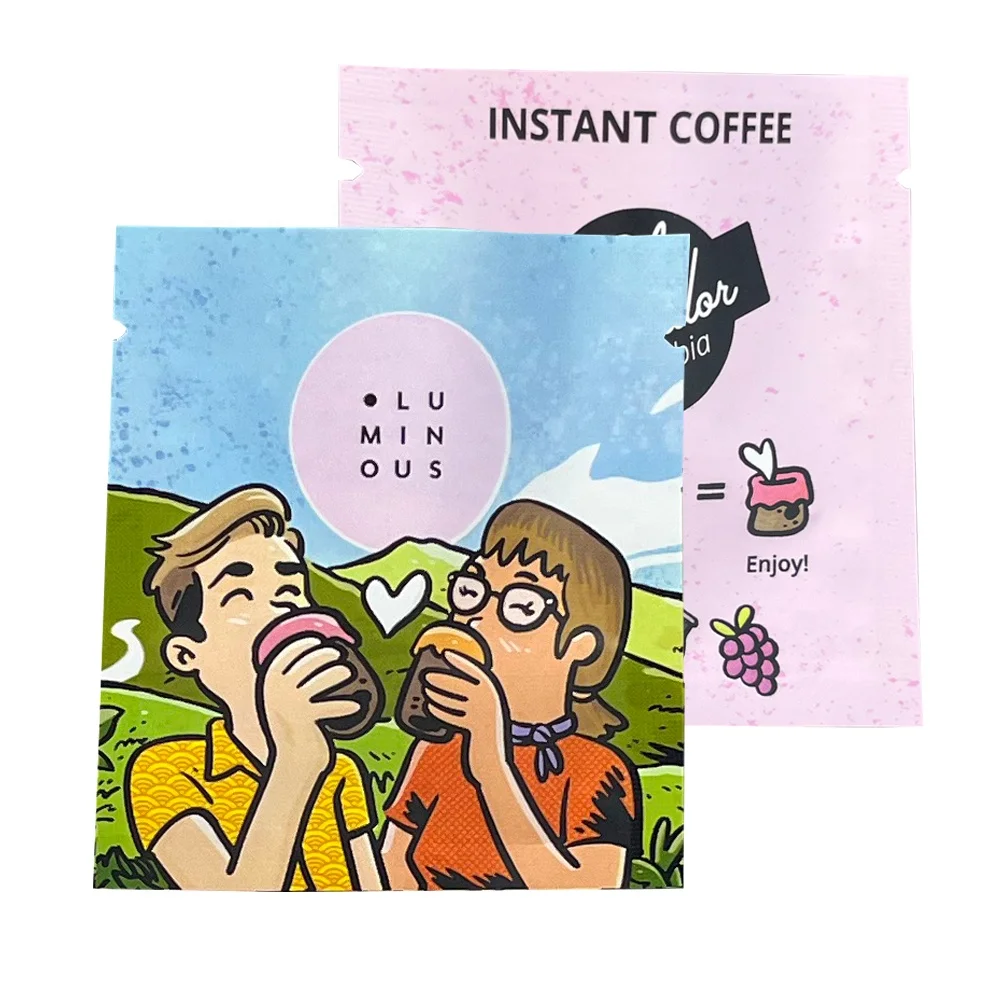 Custom Print Small mini aluminum foil plastic biodegradable instant coffee sachet packet stick packaging bags 2 grm