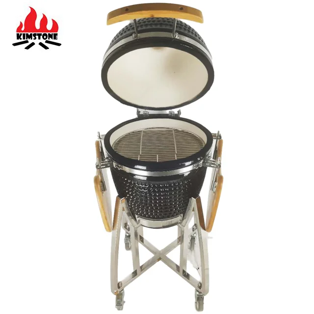 Kimstone kamado 18 inch ceramic grill  stainless steel picnic essentials large space operation