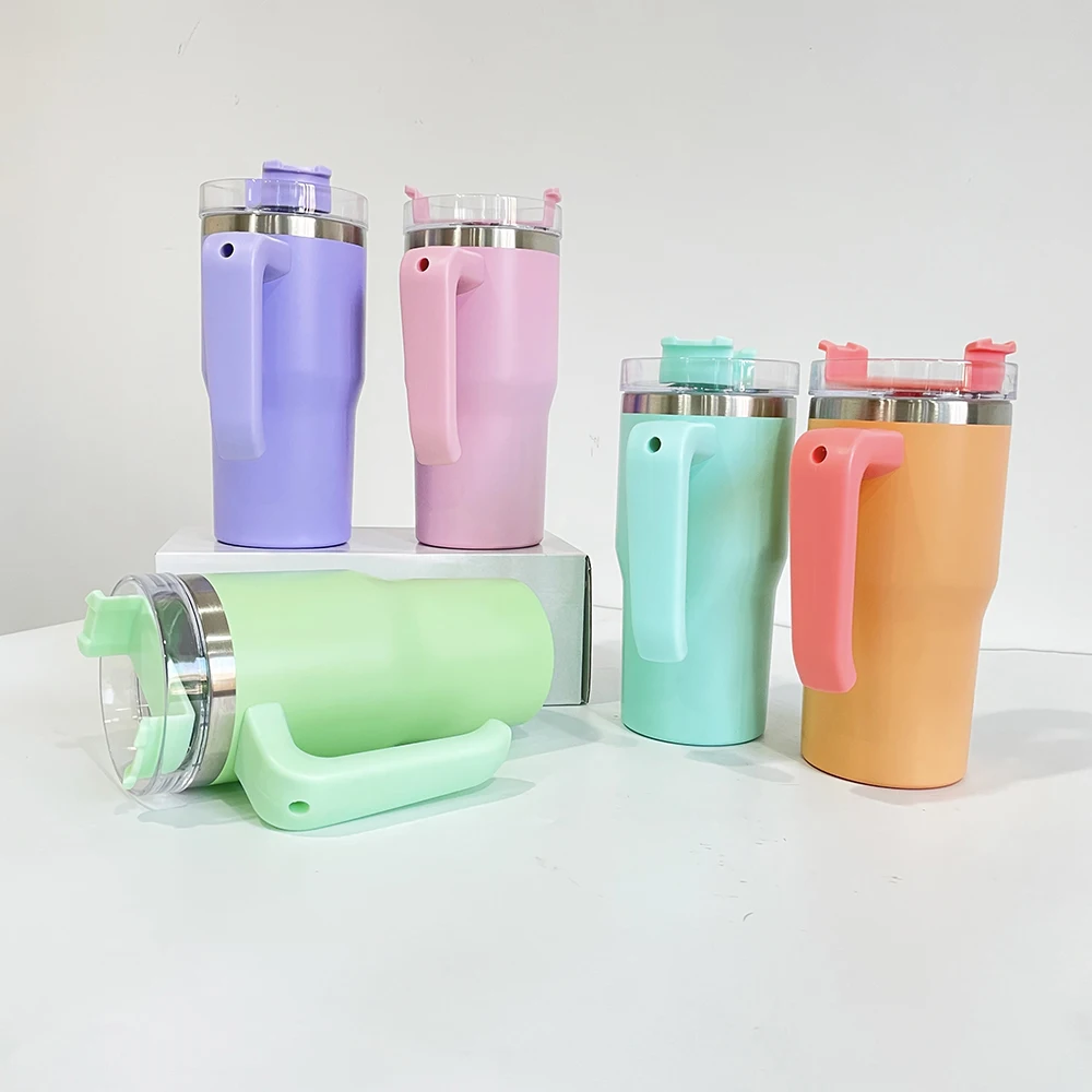 USA warehouse vacuum insulated candy macaron colored blank sublimation 20 oz Insulated Coffee Mug Tumbler with Handle