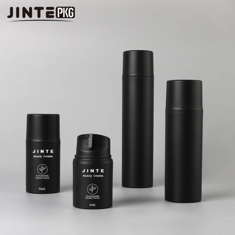 Wholesale Luxury 30ml 50ml 100ml 150ml Good Quality Matte Black PP Cosmetic Lotion Packaging Airless Pump Bottles