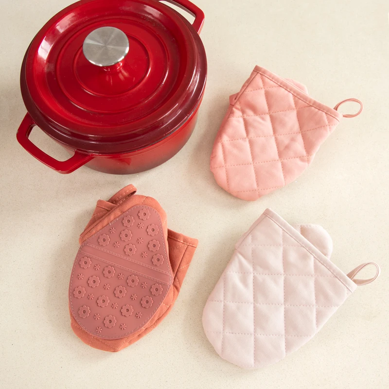 Small Silicone Oven Mitt Rubber Glove with Cotton Material Inside Non-slip Oven Mitts for Cooking