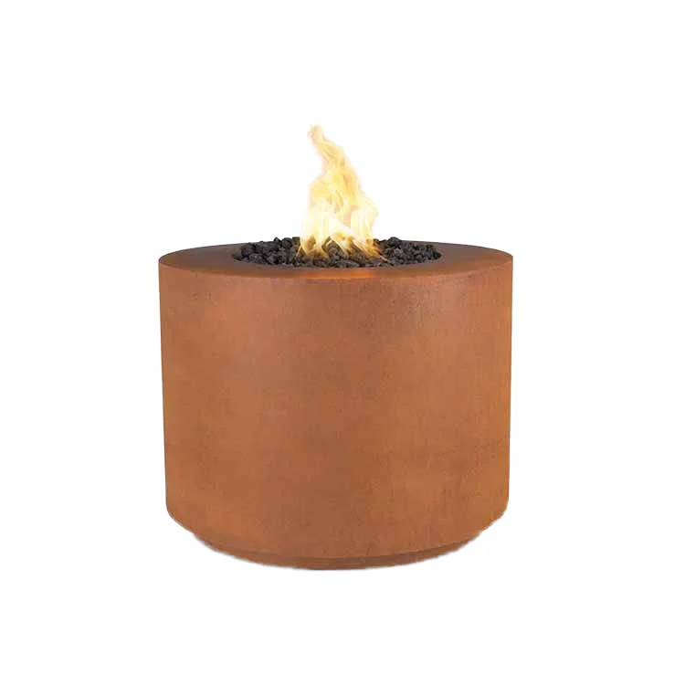 Corten Steel Round Fire Pit for Garden Rusty Red Wood-Burning Landscape Decoration Patio Concrete BBQ Firewood Fuel