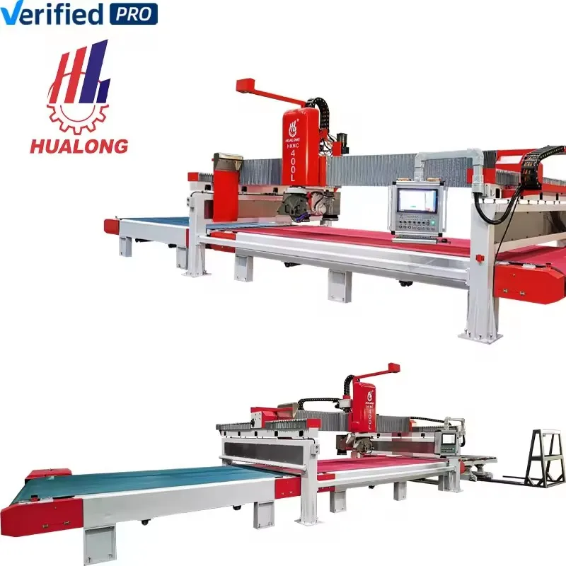 Hualong stone machinery china 5 Axis CNC granite processing line quartz slab kitchen countertop Marble Quartz Cutting Machine