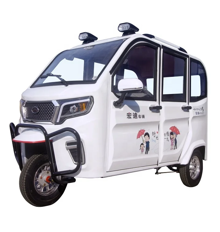 Passenger Cargo Cab Closed Without Driving Licence ev Three Wheel Electric Motor Bike tricycle