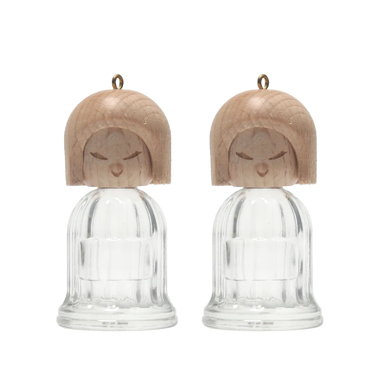 Wholesale 5ml Car Diffuser 8ml 10ml Hanging Perfume Bottle, Frosted Diffuser Hanging Car Perfume Bottle Empty with Wooden Cap#