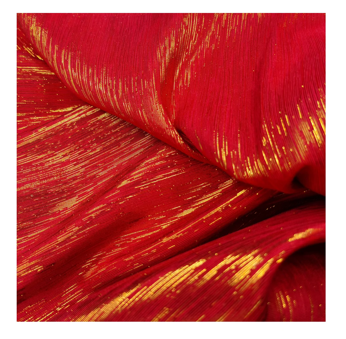 Red gold fabric metallic yarn woven poly faille fabric for garments lame gold fabric