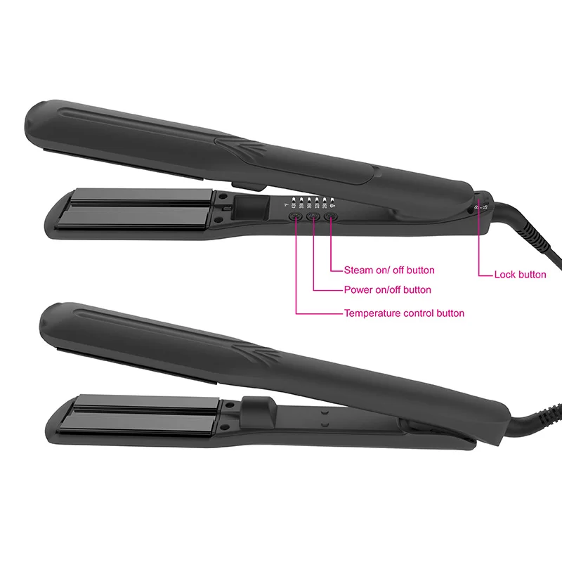 BIDISCO New Steam Flat Iron Hair Straightener, Infrared Ray Ceramic Coating Professional Steampod with 1.5inch Floating Plates