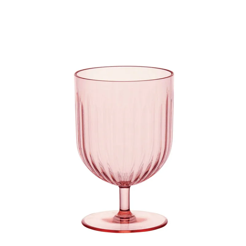 Stripe Camping Cup 10oz Polycarbonate Stack Wine Glass Clear Cocktail Nestable Stem Glass