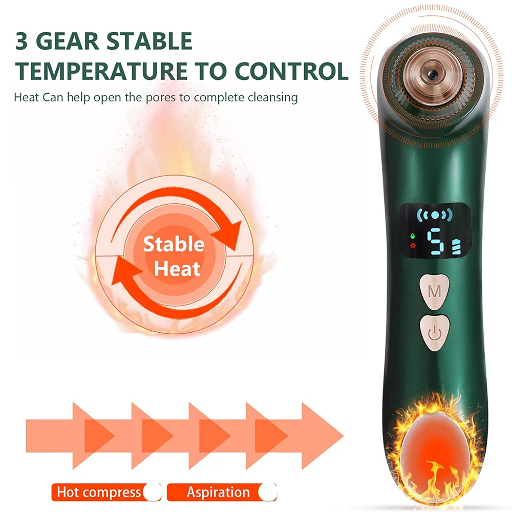 Blackhead Remover Pore Vacuum Camera Pore Cleaner Acne Remover Electric Heating Nose Face Deep Cleansing WIFI Microscope