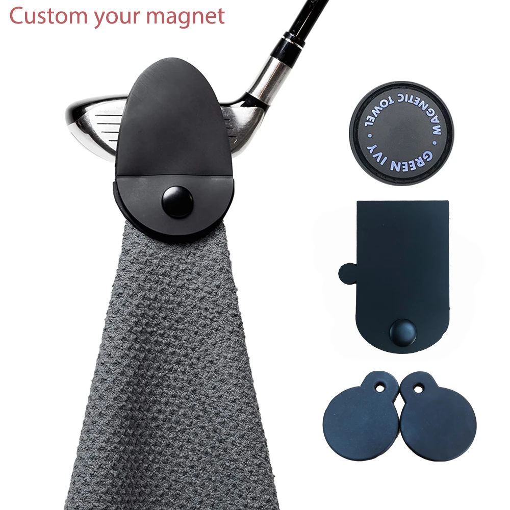 golf accessories high quality sublimation print custom logo microfiber waffle magnetic golf towel with magnet