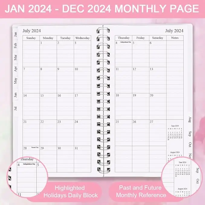 2024 Wholesale Pink Hard Cover Spiral A5 Custom Printing Weekly Daily Financial Order Budget Planner