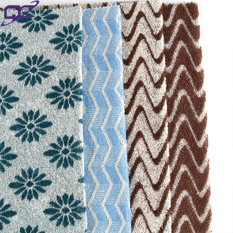 OEM wicking anti bacteria flower stretch organic 80 cotton 20 polyester jacquard french terry towel fabric for clothing