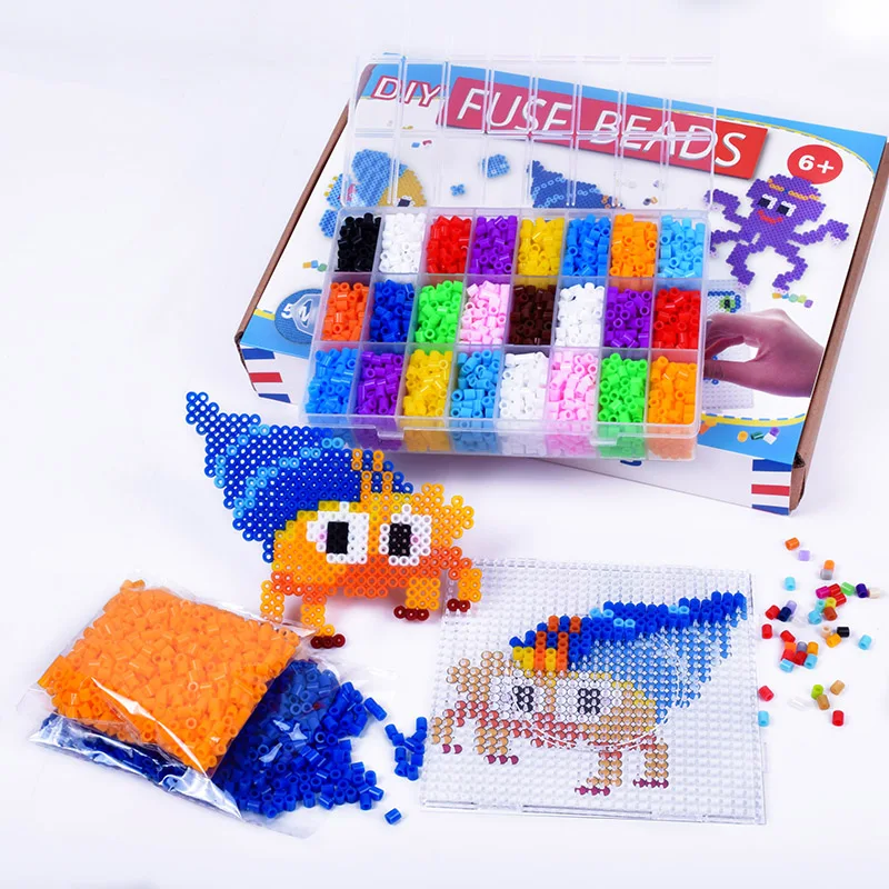 Kids Diy 24 Colors Ironing Beads Educational Toys Plastic 5mm Hama Fused Beads Fish Cartoon Patterns Perler Beads