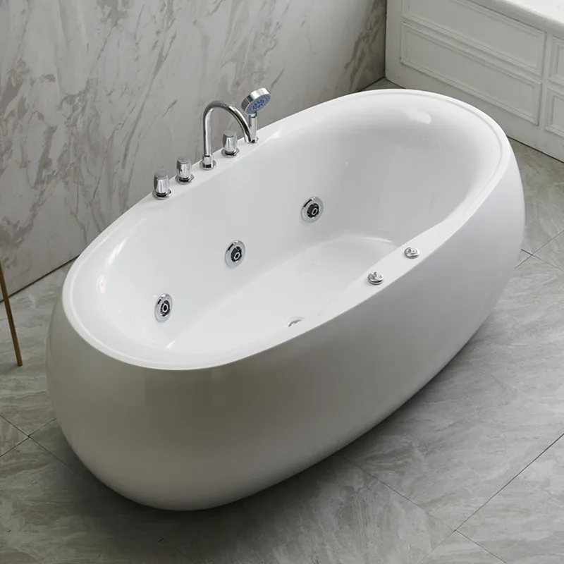 KMRY Modern Home Special Design 2.1M Custom Moon Shaped Oval Freestanding White Acrylic Bath