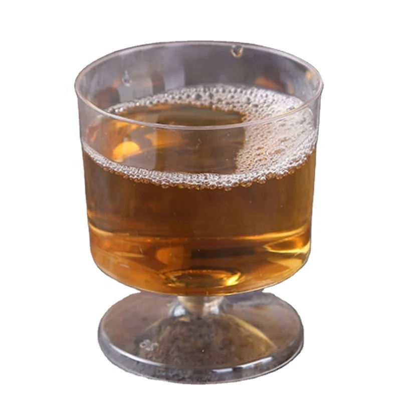 Wholesale Custom Wine Juice Tasting Cup 2OZ Goblet Disposable Plastic Cup