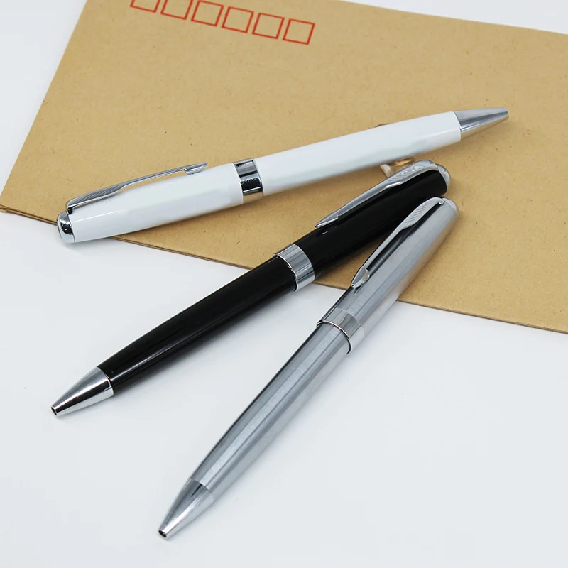 Black Silver Ball Point Pen Luxury Heavy Custom Logo Advertising Premium Gift Metal Pen