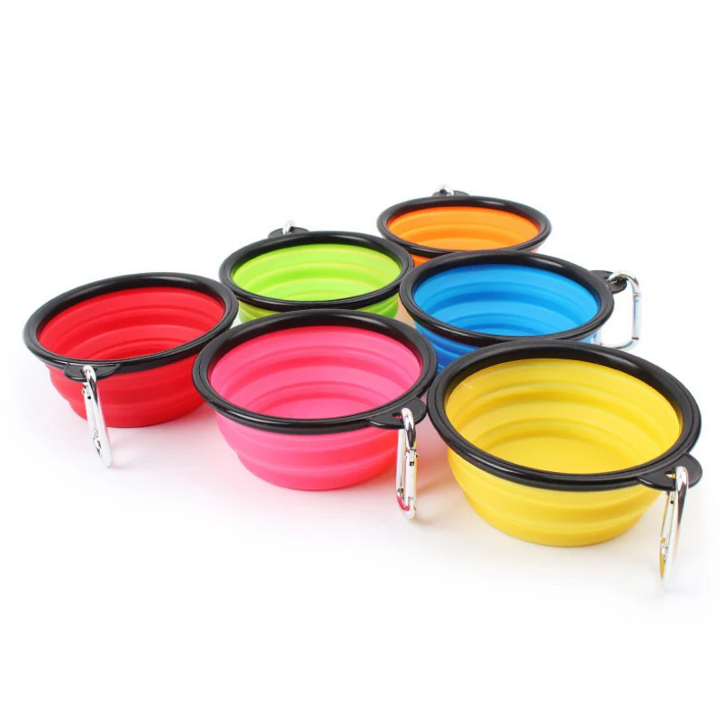 450 мл на открытом воздухе изготовленное на заказ путешествия питьевой еды раза разборные собака Кот карабин силиконовая чаша