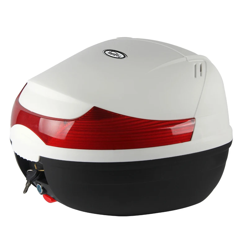 Racepro 33L Plastic Motorcycle Trunk Motocross Top box Rear Storage Luggage Helmet Topbox Case w/Tail Brake Turn Signal Lamps