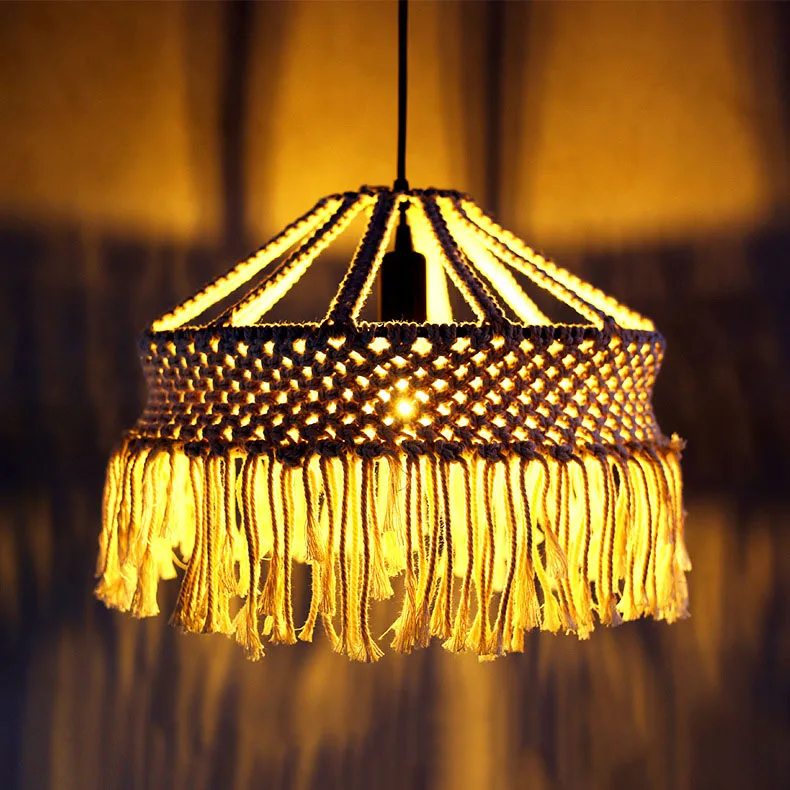 Handwoven Boho Hanging Pendant Ceiling Light Shade Fitting Knitting Lamp Shade