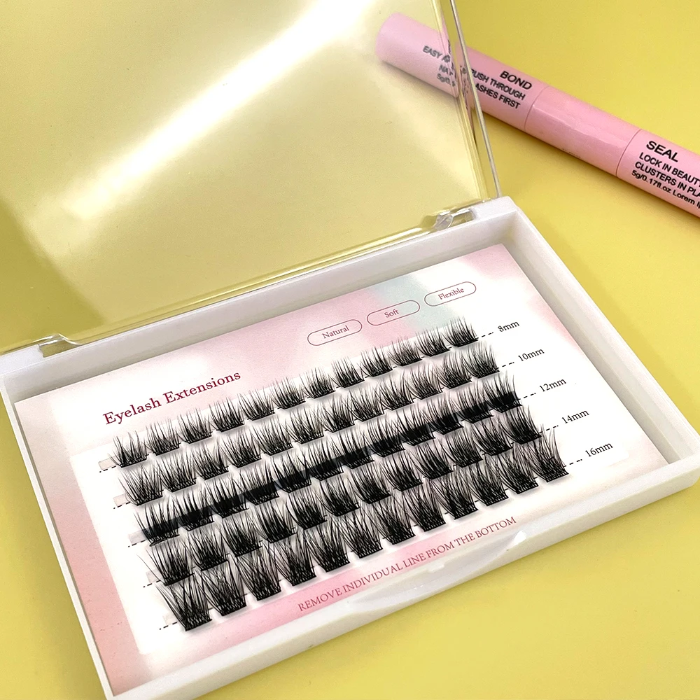 0.07 Heat Bonded 20D Lashes Premade Volume Private Label Knot Free Faux Mink Cluster Eyelash Extension