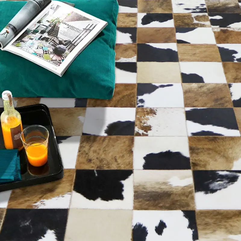 Brazilian imported cowhide light luxury Nordic modern compact carpet