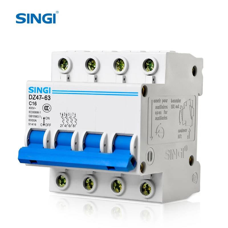 SINGI бренд DZ47-63 4.5KA переменного тока 3-полюсный 10 ~ 25A мини-выключатель MCB в Китае (стандарты CE,