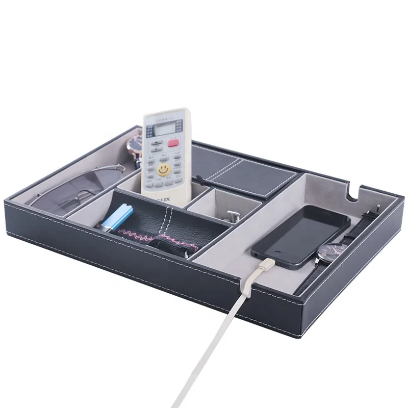 6 отделений черная тумбочка из искусственной кожи