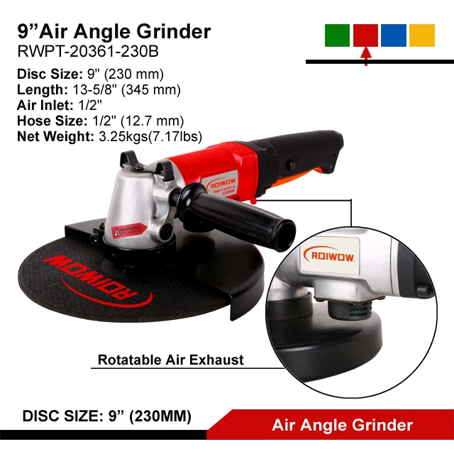 Cheap 9 Inch Professional Pneumatic Air Angle Grinder Tool Heavy Duty 230MM Air Angle Die Grinder Polisher Sanding Disc Machine