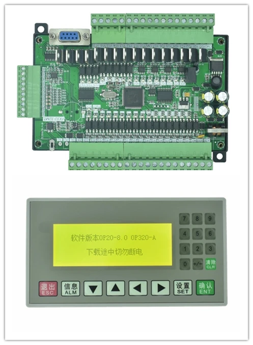OP320-A text display and FX3U 14/24/32/48 PLC industrial control board With Communication Cable