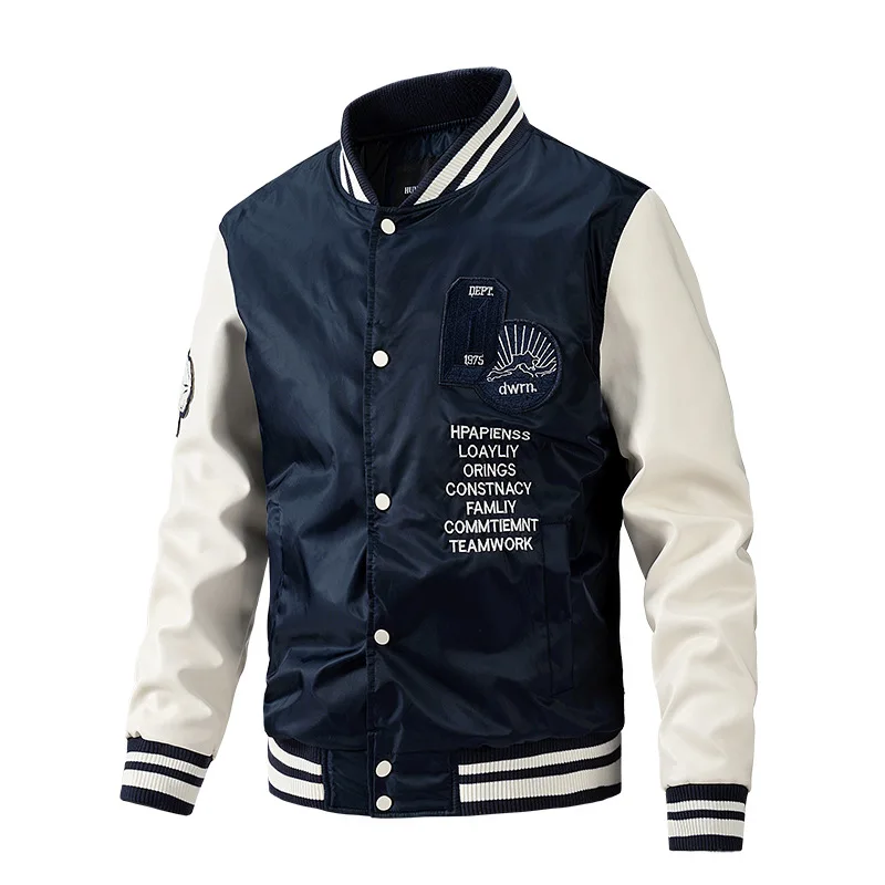 Letter Embroidered Baseball Uniform Cotton Bomber Letterman Jacket for Men Autumn Winter All-match Casual Thin Cotton Coats Men