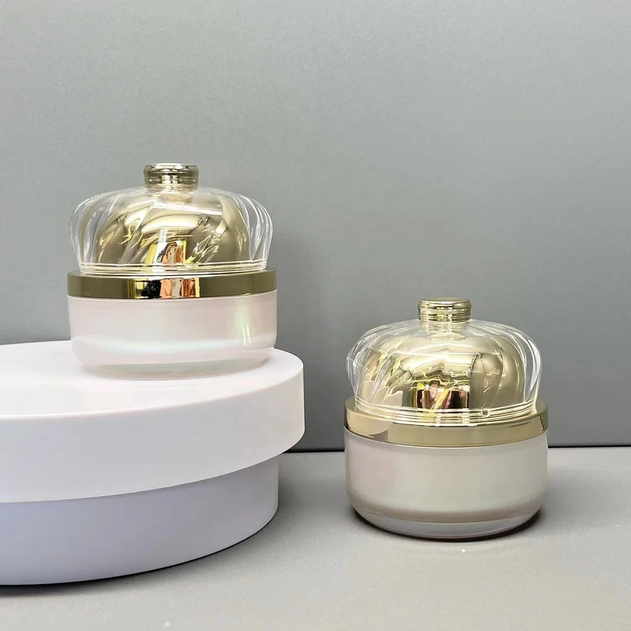 New Design Luxury 1.7oz Cosmetic Jar Gel Jar Pot Cosmetics Luxe Cosmetic Packing ABS Shanghai Customized Cream Packaging Acrylic